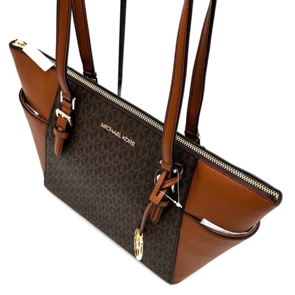 Michael Kors Large Charlotte Tote Bag & Trifold Wallet Brown - Picture 6 of 14